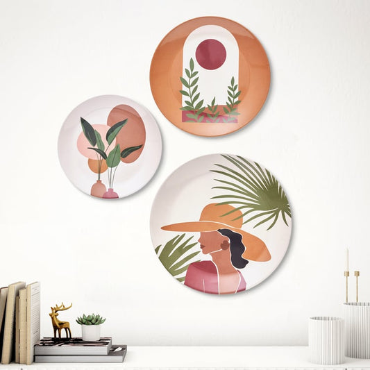 Melamine Set of 3 Floral Print Wall Plates